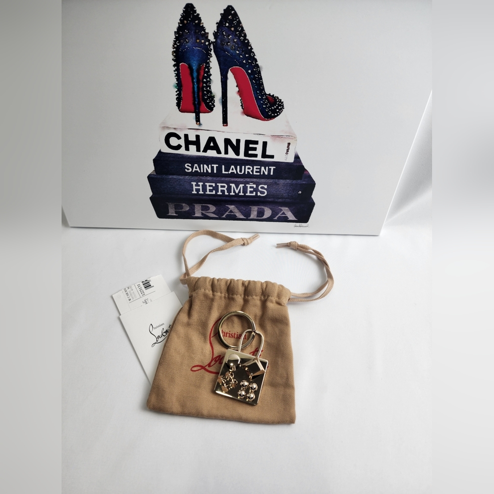 Authentic Christian Louboutin Gold Spike Keychain New